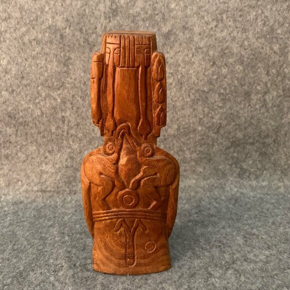 Vintage Easter Island Moai Rapa Nui Figure Hand Carved Wooden Statue Sculpture - Picture 10 of 12